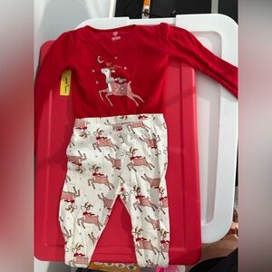 Carter's Festive Red and White Reindeer Pajama Set